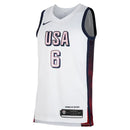 USA Basketball Nike Swingman LeBron James 6 Trikot 2024 Unisex - Weiß